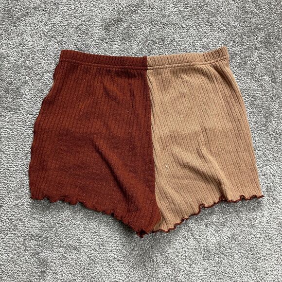 Shein Knit Shorts Womens Medium W26 Brown Elastic Waist High Rise Stretch Casual - Picture 2 of 11